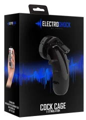 Чёрный мужской пояс верности с электростимуляцией E-stim Cockcage