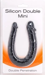 Чёрный двусторонний мини-фаллоимитатор Silicon Double Mini - 23 см.