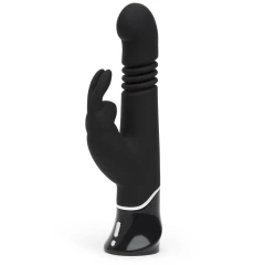 Чёрный хай-тек вибратор Greedy Girl Thrusting Rabbit Vibrator - 22,8 см.