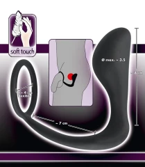 Чёрное эрекционное кольцо с анальной пробкой Black Velvets Ring & Plug