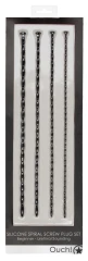 Набор из 4 чёрных стимуляторов уретры Spiral Screw Plug Set