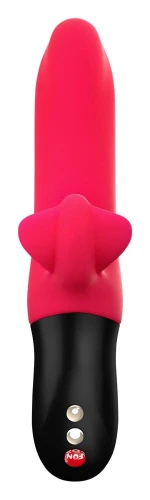 Красный пульсатор с клиторальным лепестком Bi Stronic Fusion - 21,5 см.