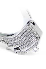 Серебристые наручники Romfun из металла со стразами